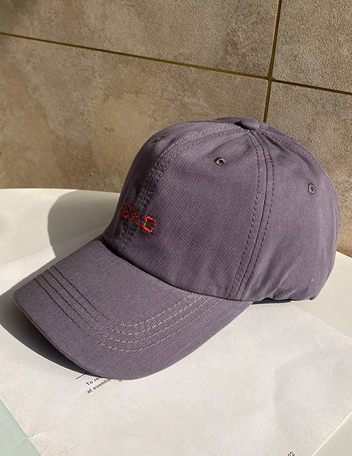 Fashion Gray Letter Embroidered Curved Brim Soft Top Baseball Cap