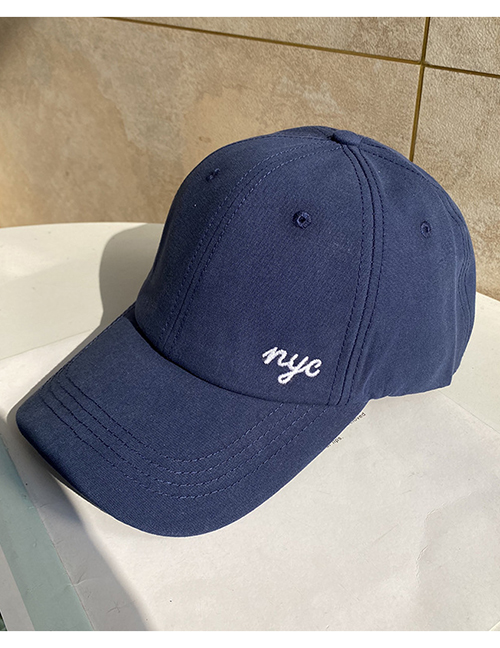 Fashion Navy Letter Embroidery Soft Top Curved Brim Short Brim Baseball Cap