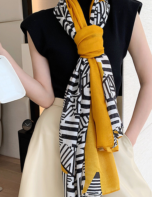 Fashion Yellow Oversized Shawl Sunscreen Silk Scarf