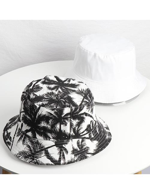 Fashion Coconut Tree Flat Top (white On The Reverse Side) Coconut Tree Sun Shade Double-sided Fisherman Hat