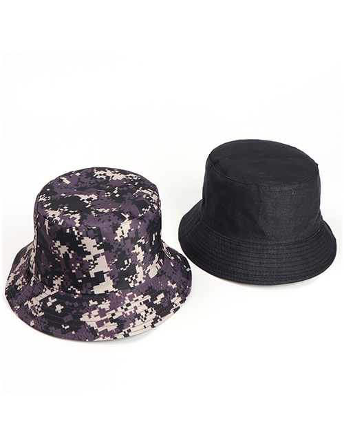 Fashion Digital Camouflage-purple Printed Double-sided Multicolor Camouflage Fisherman Hat