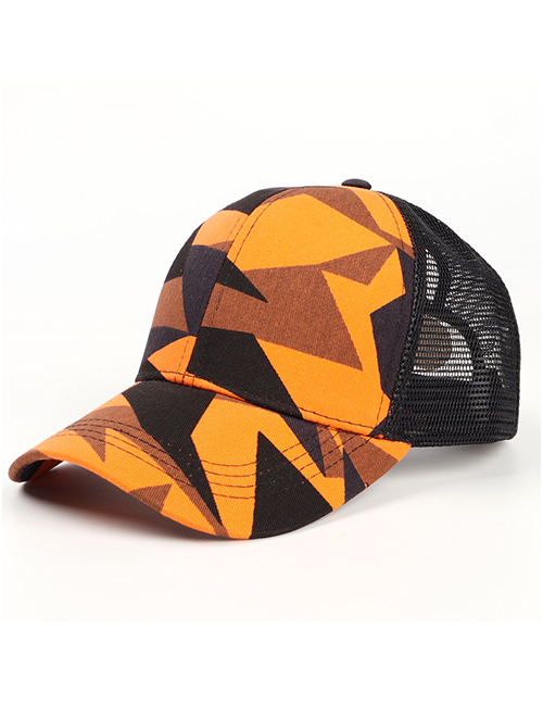 Fashion Triangle Orange Camouflage Hole Graffiti Tie-dye Baseball Cap