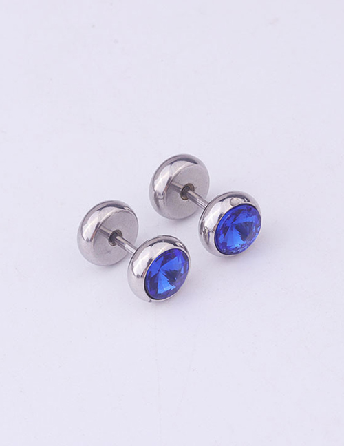 Fashion Blue Inlaid Crystal Dumbbell Stainless Steel Earrings
