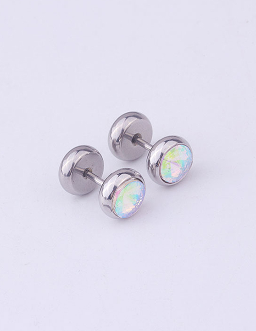 Fashion Ab Color Inlaid Crystal Dumbbell Stainless Steel Earrings