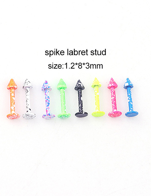 Fashion Taper Lip Nails (mixed Colors 8 Pcs/set) Painted Pointed Cone Stainless Steel Piercing Lip Nail (1pcs)