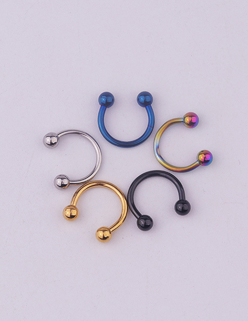 Fashion 5 Spherical C-rings Mixed Colors Stainless Steel Piercing Ball C-shaped Nose Ring