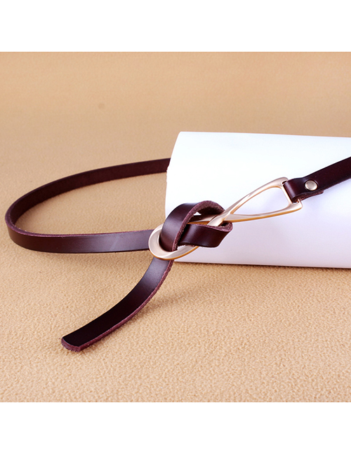 Fashion Dark Coffee Multicolor Knotted Thin Belt