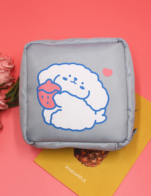 Fashion Blue Strawberry Dog Portable Storage Bag
