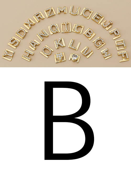 Fashion B Copper Inlaid Zircon Diy Letter Accessories