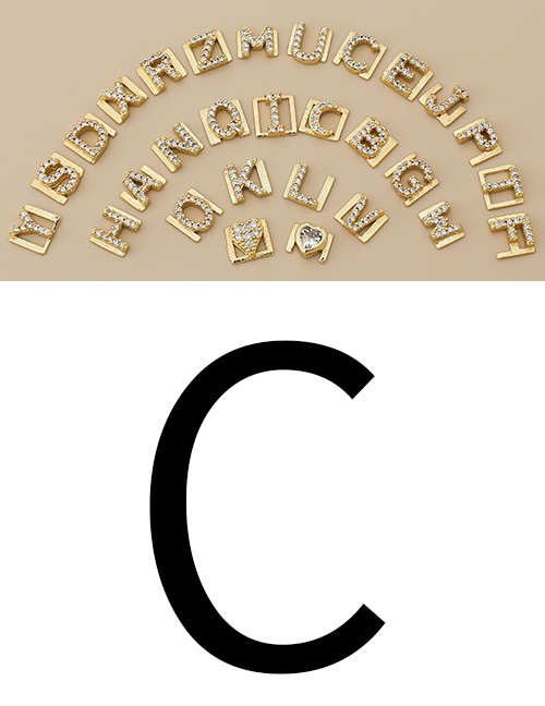 Fashion C Copper Inlaid Zircon Diy Letter Accessories