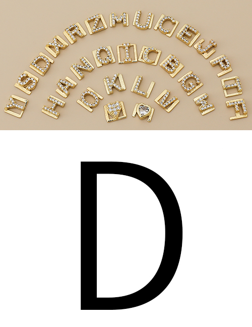 Fashion D Copper Inlaid Zircon Diy Letter Accessories