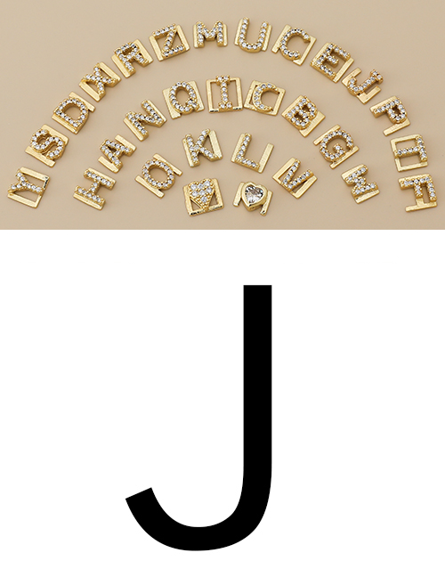 Fashion J Copper Inlaid Zircon Diy Letter Accessories