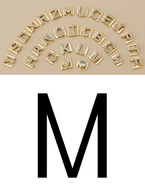 Fashion M Copper Inlaid Zircon Diy Letter Accessories