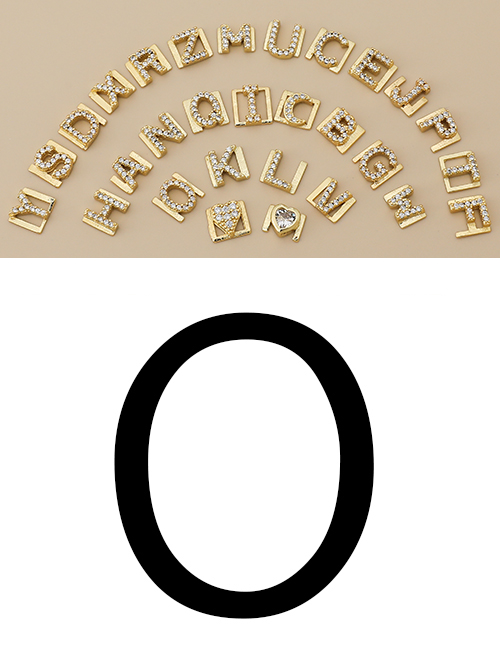 Fashion O Copper Inlaid Zircon Diy Letter Accessories