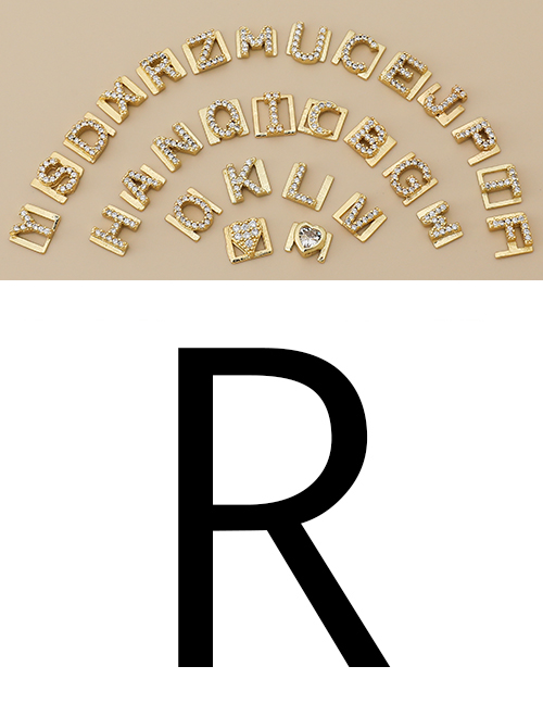 Fashion R Copper Inlaid Zircon Diy Letter Accessories