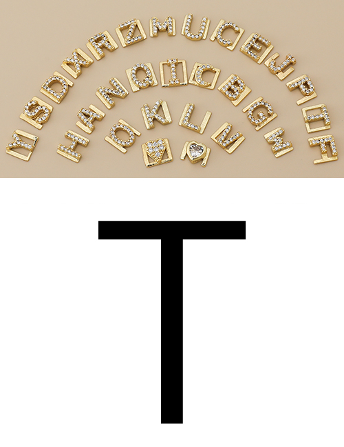 Fashion T Copper Inlaid Zircon Diy Letter Accessories