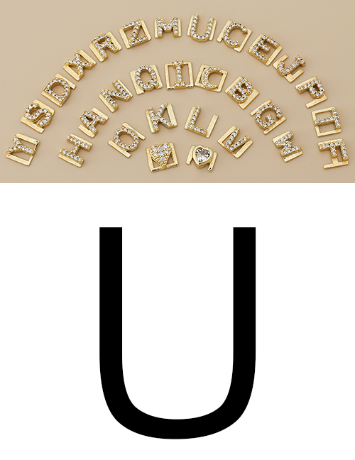 Fashion U Copper Inlaid Zircon Diy Letter Accessories