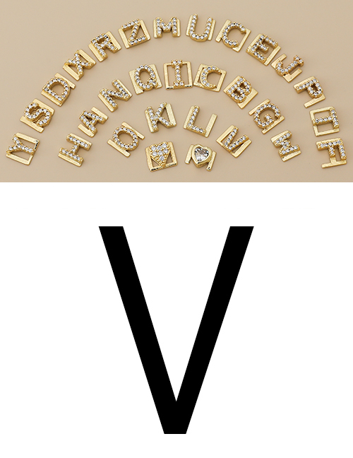 Fashion V Copper Inlaid Zircon Diy Letter Accessories