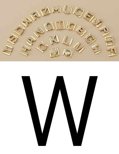 Fashion W Copper Inlaid Zircon Diy Letter Accessories