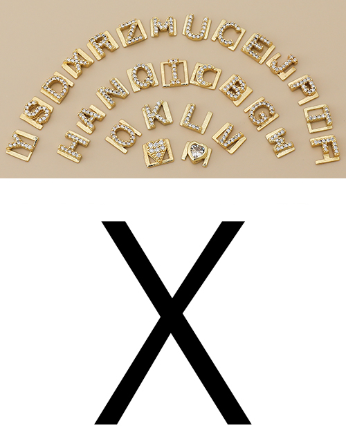 Fashion X Copper Inlaid Zircon Diy Letter Accessories