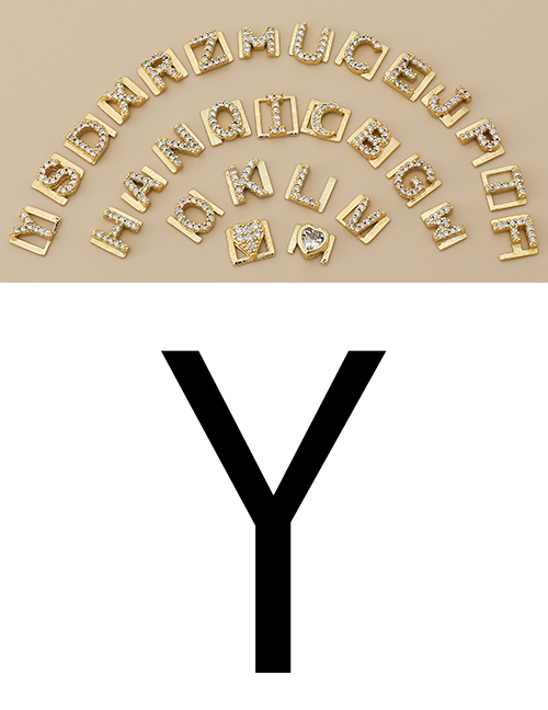 Fashion Y Copper Inlaid Zircon Diy Letter Accessories