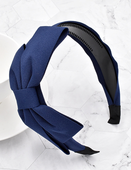 Fashion Navy Pure Color Fabric Bow Headband