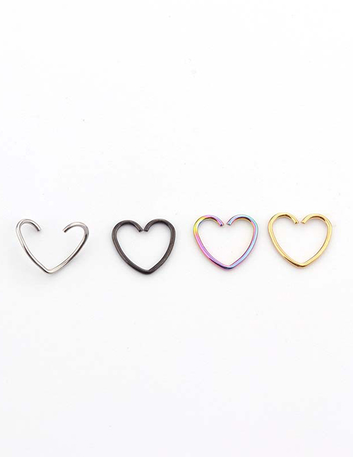 Fashion Heart-shaped Black Stainless Steel Peach Heart Pentagram Earrings