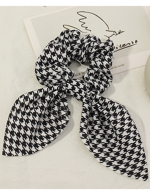 Fashion Black Houndstooth Bow Hair Rope