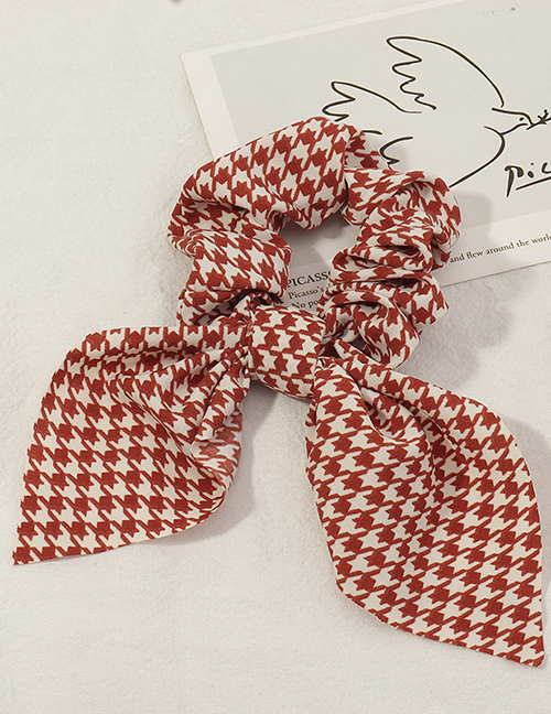 Fashion Red Houndstooth Bow Hair Rope