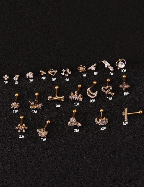 Fashion Golden 22# Stainless Steel Double-sided Screw Mini Ear Studs