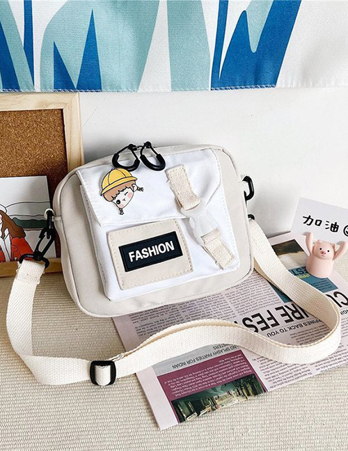 Fashion Creamy-white Nylon Horizontal Solid Color Shoulder Bag