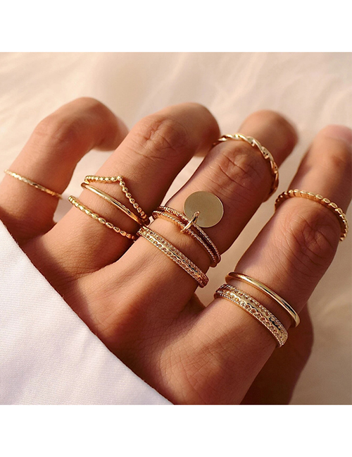 Fashion Golden Geometric Gold-plated Cross Ring Set