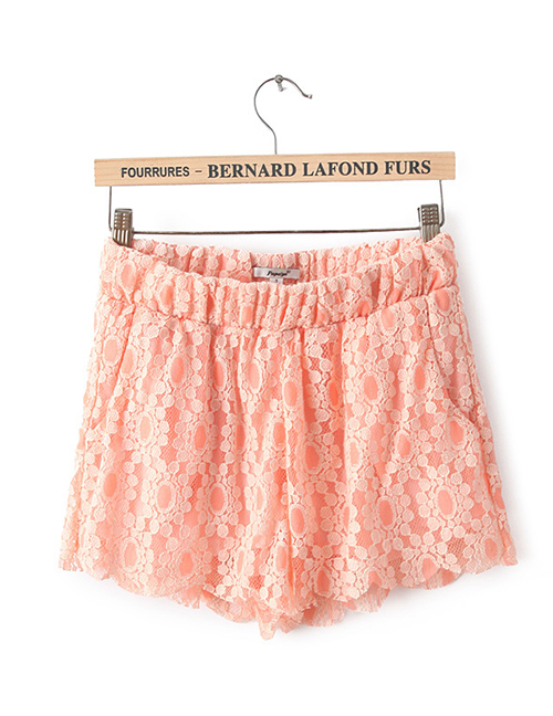 Fashion Orange Elasticated Full Lace Shorts