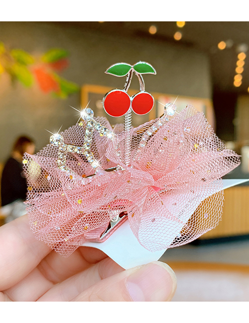 Fashion Cherry Children's Net Yarn Crown Crown Hairpin