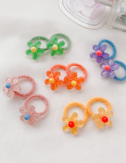 Fashion Candy-colored Five-petal Flower [10 Pieces] Children's Elastic Small Color Hair Rope