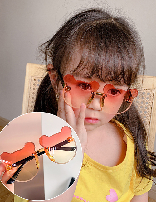 Fashion Red And Yellow Gradient Bear Children's Uv Protection Bear Sunglasses