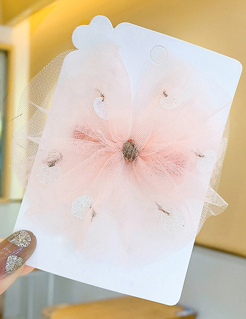 Fashion Pink Mesh Children's Net Yarn Sequined Bow Hairpin