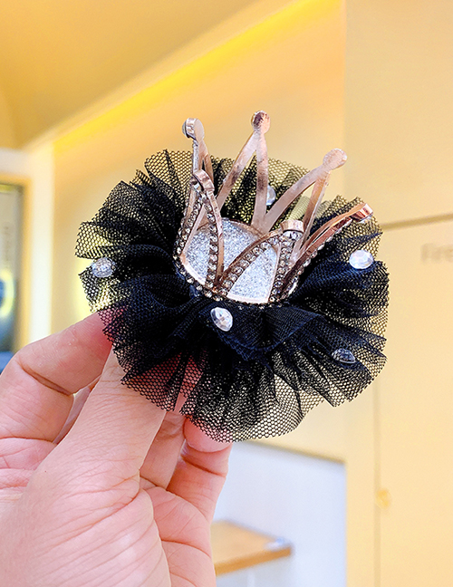 Fashion Black Crown Hairpin Children's Net Yarn Small Crown Hairpin