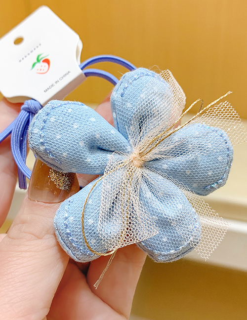 Fashion Blue Children's Net Yarn Flower Hair Rope