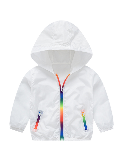Fashion White Rainbow Hooded Children's Sun Protection Clothing