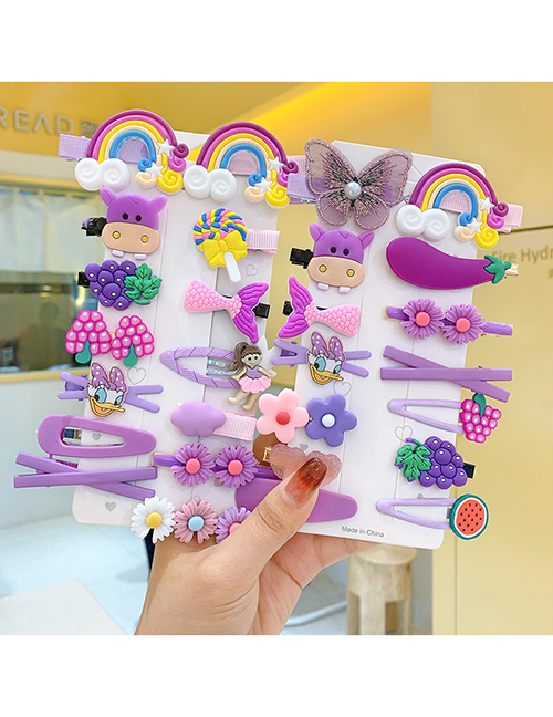 Fashion Purple Series 28-piece Set Children Cartoon Rainbow Hairpin