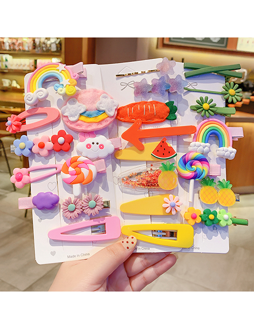 Fashion Grey 25-piece Set Children Cartoon Rainbow Hairpin