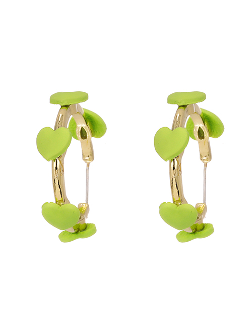 Fashion Green Alloy Heart Earrings