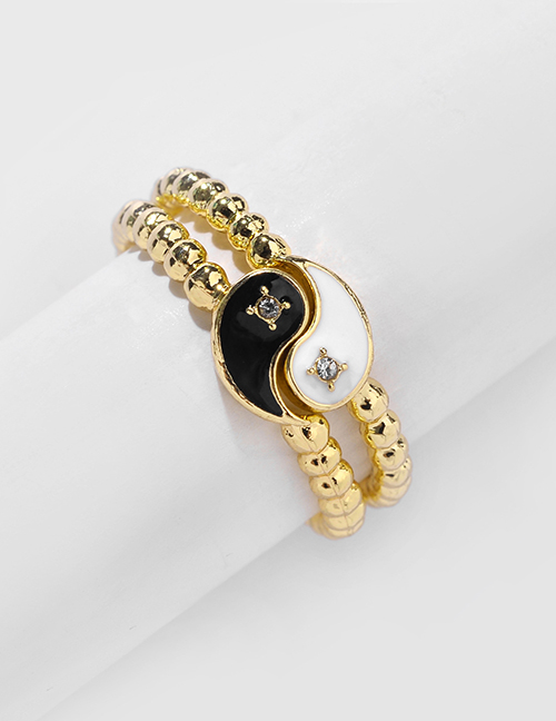 Fashion Black Yin Yang Gossip Metal Ring Set