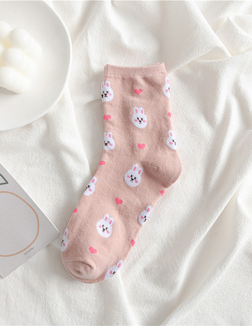 Fashion Pink Cartoon Bear Rabbit Little Yellow Duck Cotton Socks In Tube Socks