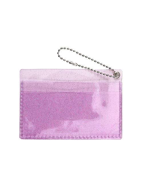 Fashion Violet Pvc Double Card Slot Transparent Card Holder