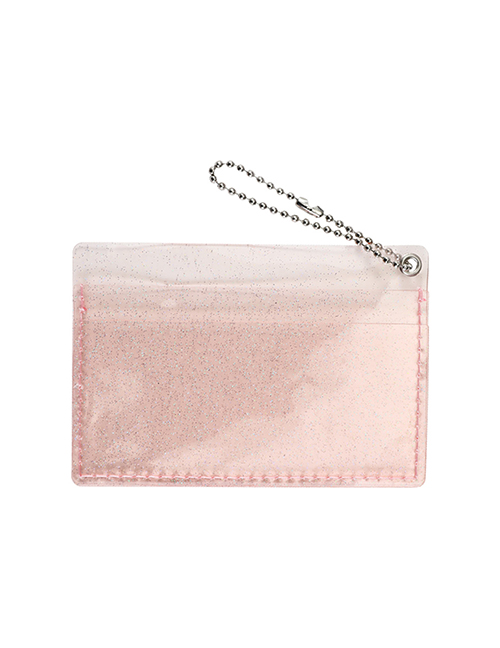 Fashion Pink Pvc Double Card Slot Transparent Card Holder