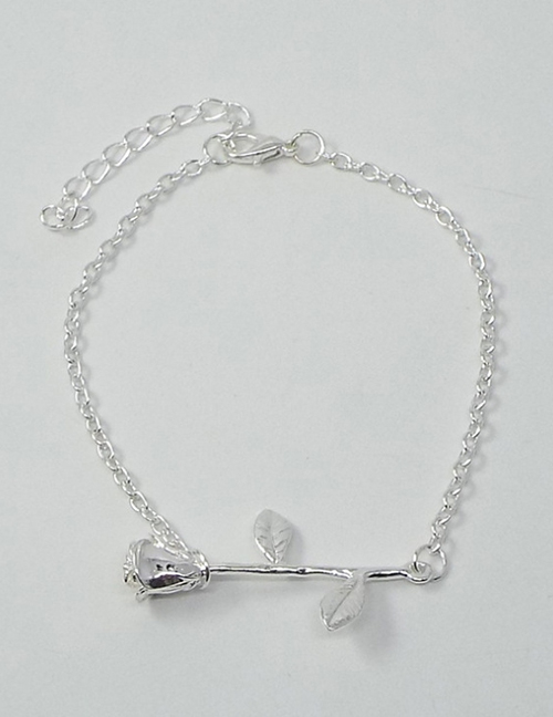 Fashion Silver Alloy Rose Bracelet