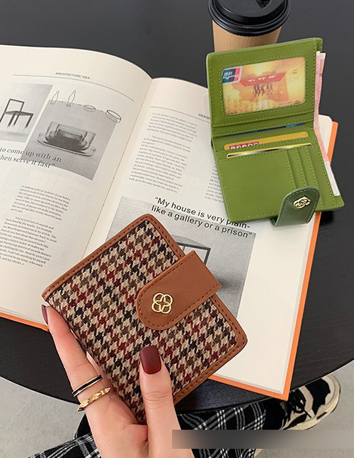 Fashion Brown Houndstooth Short Wallet