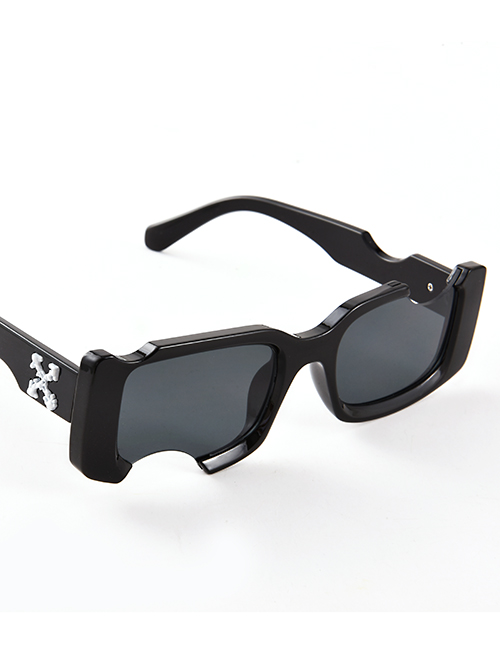 Fashion Black Resin Notch Sunglasses